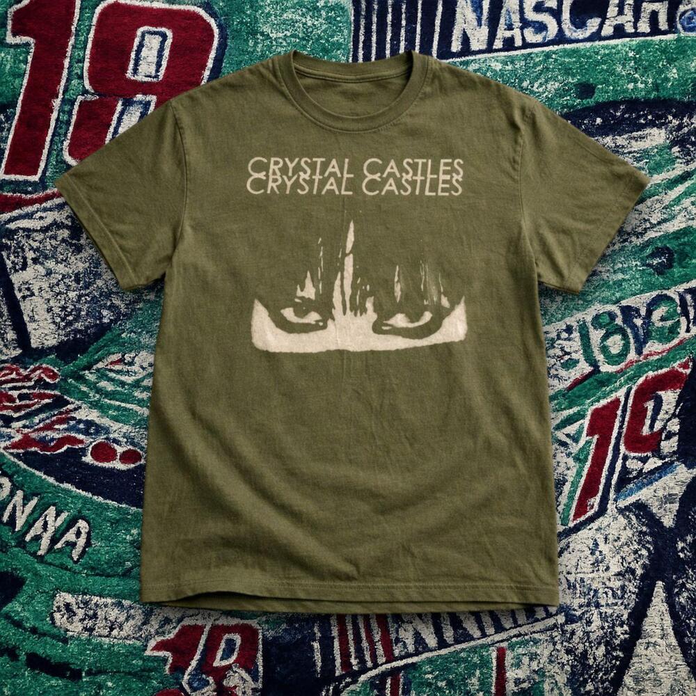 Crystal Castles Graphic Band Tee Military Green Unisex - Picture 1 of 4